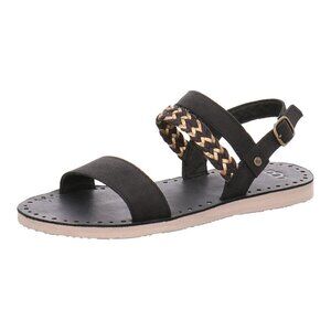 UGG NWOB Elin Flat Sandal Leather Braided Strap Black